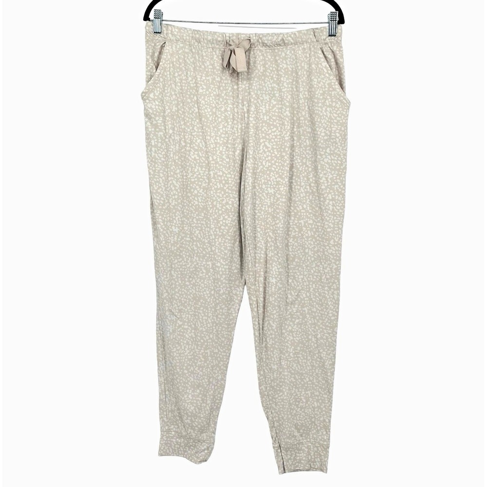 Jaclyn New York Women's L Beige/White Polka Dot Knit Lounge Pants Drawstring